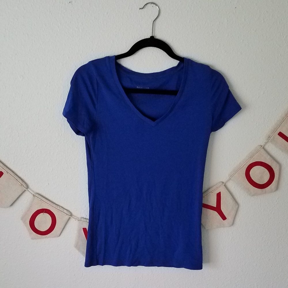 Blue V-neck T-shirt